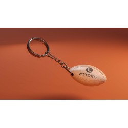 Porte-clef ballon rugby bois à décorer ou pas fabriqué France cadeau